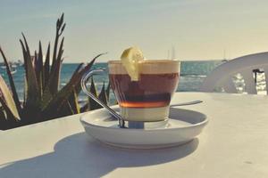 tasty original Canarian coffee in the open-air bar photo