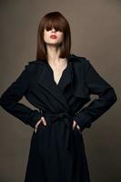 Beautiful woman European appearance suit outerwear Isolated photo