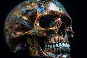 Biomechancial skull detailed. Generate Ai photo