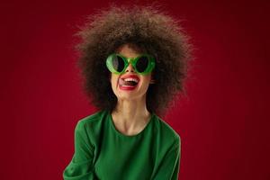 women with afro hairstyle sunglasses makeup model photo