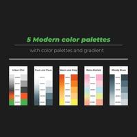 5 modern color palettes with color and gradient vector