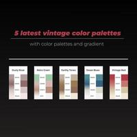 5 latest vintage color palettes with color and gradient vector