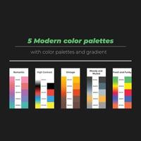 5 modern color palettes with color and gradient vector