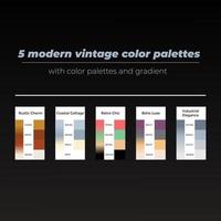 5 modern vintage color palettes with color and gradient vector