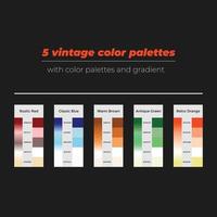 5 vintage color palettes with color and gradient vector