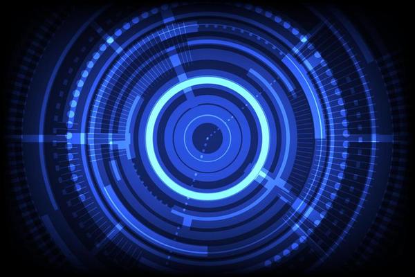 Abstract technology innovation circle sci-fi concept background.
