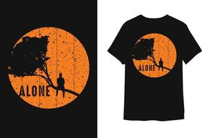 A man sitting alone. Alone t-shirt design. vector