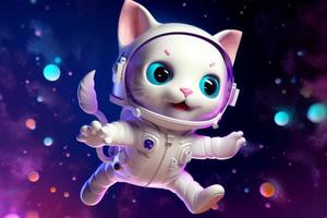 Cute cat in space suit. Animal baby. Generate Ai photo