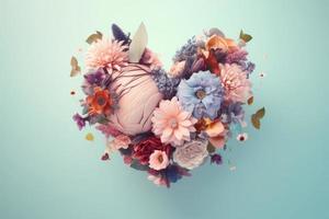 Spring floral 3d heart. Generate Ai photo