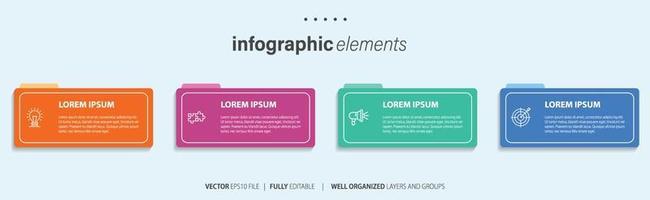 Modern infographic template with 4 steps. Business circle template with options for brochure, diagram, workflow, timeline, web design. Vector EPS 10