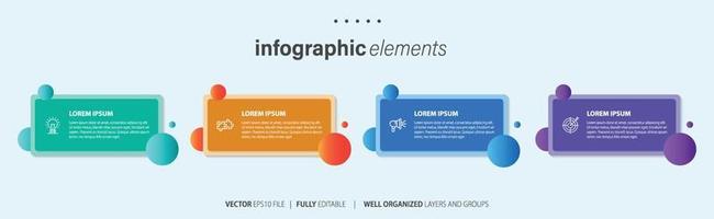 Modern infographic template with 4 steps. Business circle template with options for brochure, diagram, workflow, timeline, web design. Vector EPS 10