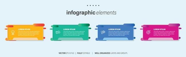 Modern infographic template with 4 steps. Business circle template with options for brochure, diagram, workflow, timeline, web design. Vector EPS 10