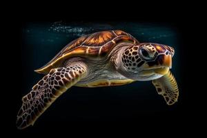 Underwater cute turtle. Generate Ai photo