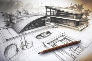 Architecture design house. Home construction. Generate Ai photo