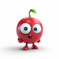 Funny cherry character. Smiling fruit art. Generate Ai photo