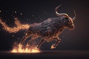 Fiery bull concept. Generate Ai photo