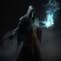 Evil necromancer take light. Generate Ai photo