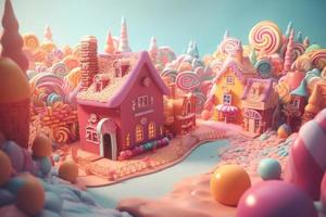 Fantasy cute candy village. Generate Ai photo