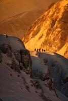 Scenic image of mountains during sunset. Amazing nature scenery of Dolomites Alps. travel, adventure, concept image. Stunning natural background. . photo