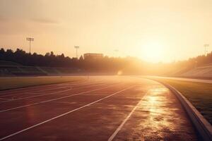 running track in a stadium. Running track in the stadium. Rubber coating. . photo