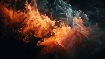 Fire flames texture on isolated black background. Perfect texture overlays for copy space. photo