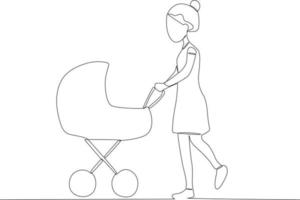 A mother takes her child for a walk in the park vector