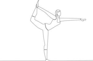 A woman doing yoga outdoors vector