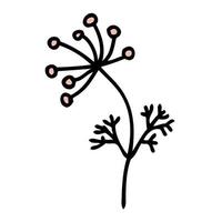 Hand drawn wild flower in simple doodle style. vector