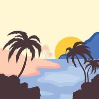 Beach scene illustration design vector