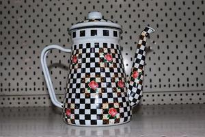 Colorful teapot classic white and black teapot pitcher photo