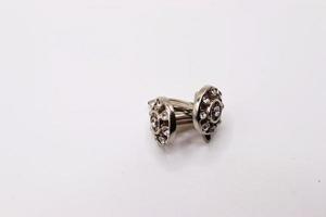 Unique cufflinks and studs for men,silver cuff links with white background photo