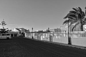 city of Corralejo on the Spanish Canary Island Fuerteventura on a warm holiday day photo