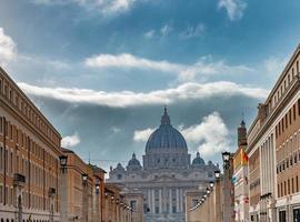 St. Peter's Square with marble columns and statues photo