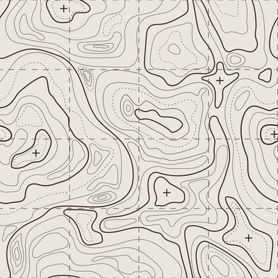 Topographic map. Geographic terrain, vintage old geological contour lines with grid. Seamless pattern topography map vector background