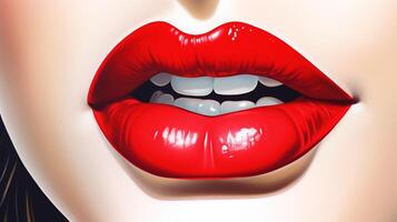 beautiful red lips AI Generated photo