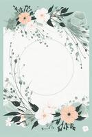 Colorful simple floral decoration illustration background template, creative arrangement of nature and flowers. Good for banner, wedding card invitation draft, birthday, greetings, and design element. photo