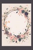 Colorful simple floral decoration illustration background template, creative arrangement of nature and flowers. Good for banner, wedding card invitation draft, birthday, greetings, and design element. photo