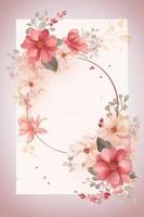 Colorful simple floral decoration illustration background template, creative arrangement of nature and flowers. Good for banner, wedding card invitation draft, birthday, greetings, and design element. photo