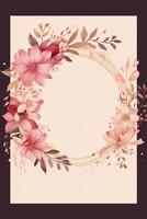 Colorful simple floral decoration illustration background template, creative arrangement of nature and flowers. Good for banner, wedding card invitation draft, birthday, greetings, and design element. photo