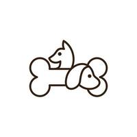 perro y gato cabeza con hueso línea sencillo logo vector