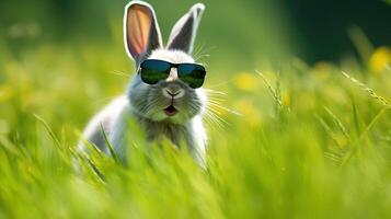 rabbit in grass photo