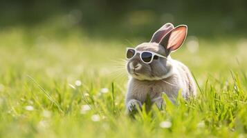 rabbit in grass photo