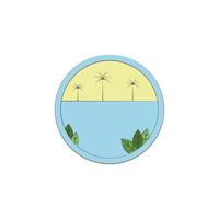 Sea and island colored in circle vector icon