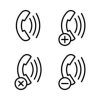set of phone call handset vector icon