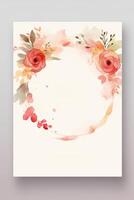 Colorful simple floral decoration illustration background template, creative arrangement of nature and flowers. Good for banner, wedding card invitation draft, birthday, greetings, and design element. photo