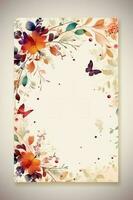 Colorful simple floral decoration illustration background template, creative arrangement of nature and flowers. Good for banner, wedding card invitation draft, birthday, greetings, and design element. photo