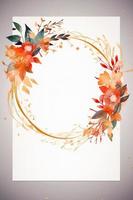 Colorful simple floral decoration illustration background template, creative arrangement of nature and flowers. Good for banner, wedding card invitation draft, birthday, greetings, and design element. photo