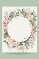 Colorful simple floral decoration illustration background template, creative arrangement of nature and flowers. Good for banner, wedding card invitation draft, birthday, greetings, and design element. photo