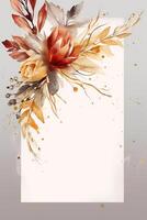 Colorful simple floral decoration illustration background template, creative arrangement of nature and flowers. Good for banner, wedding card invitation draft, birthday, greetings, and design element. photo