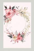 Colorful simple floral decoration illustration background template, creative arrangement of nature and flowers. Good for banner, wedding card invitation draft, birthday, greetings, and design element. photo